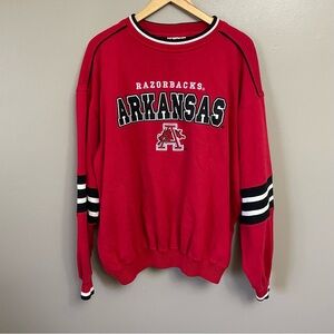 Vintage Lee Sports Mens large Embroidered Patched Arkansas Razorback Sweatshirt